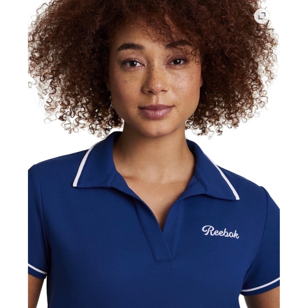 Tenniscore Reebok Womens Blue‎ Power Preppy Polo Shirt XS Short Sleeve RBK-DRY